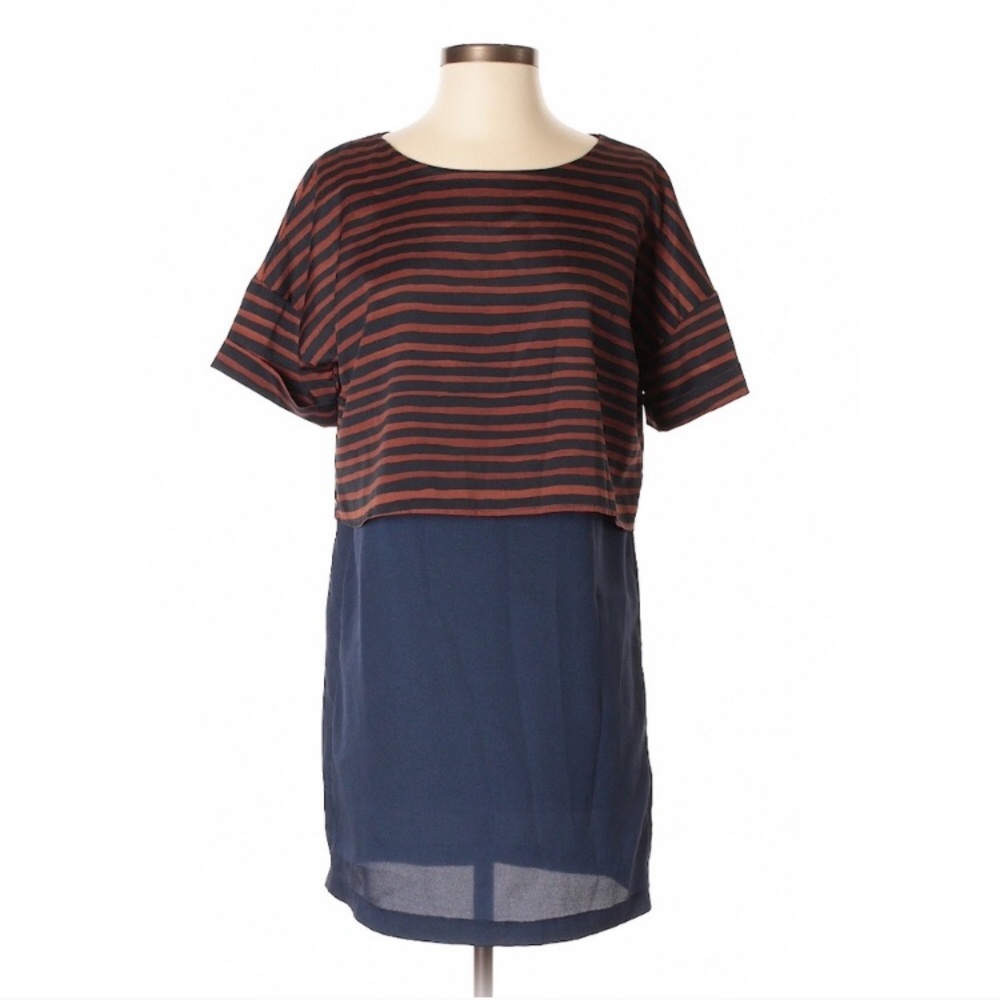 NWOT Striped layered crew neck shirt dress